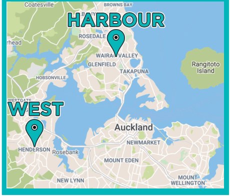 Map showing Waitemata Endoscopy Harbour and West locations